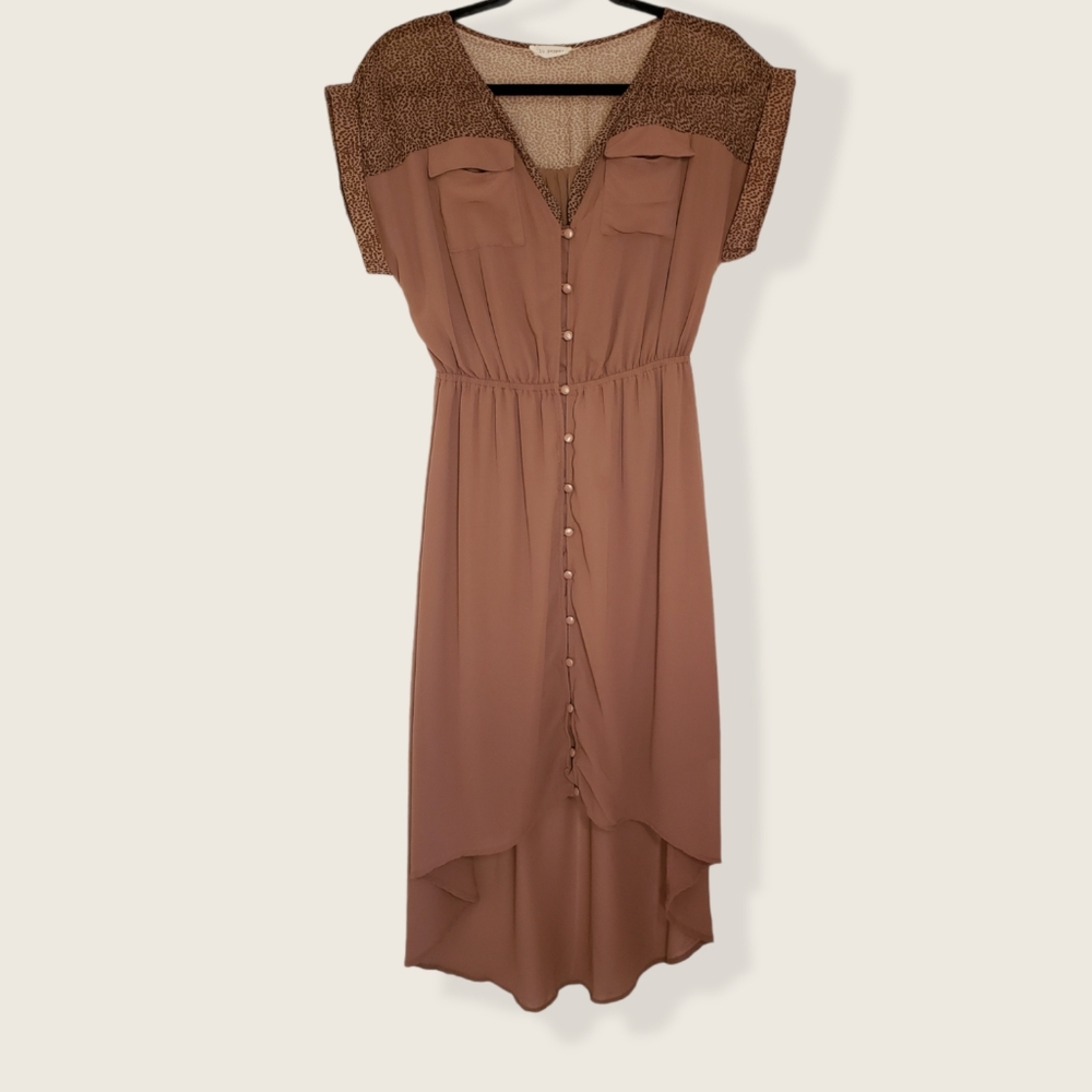 Blu Pepper brown high-low dress leopard print